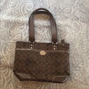 Brown Coach shoulder medium purse handbag